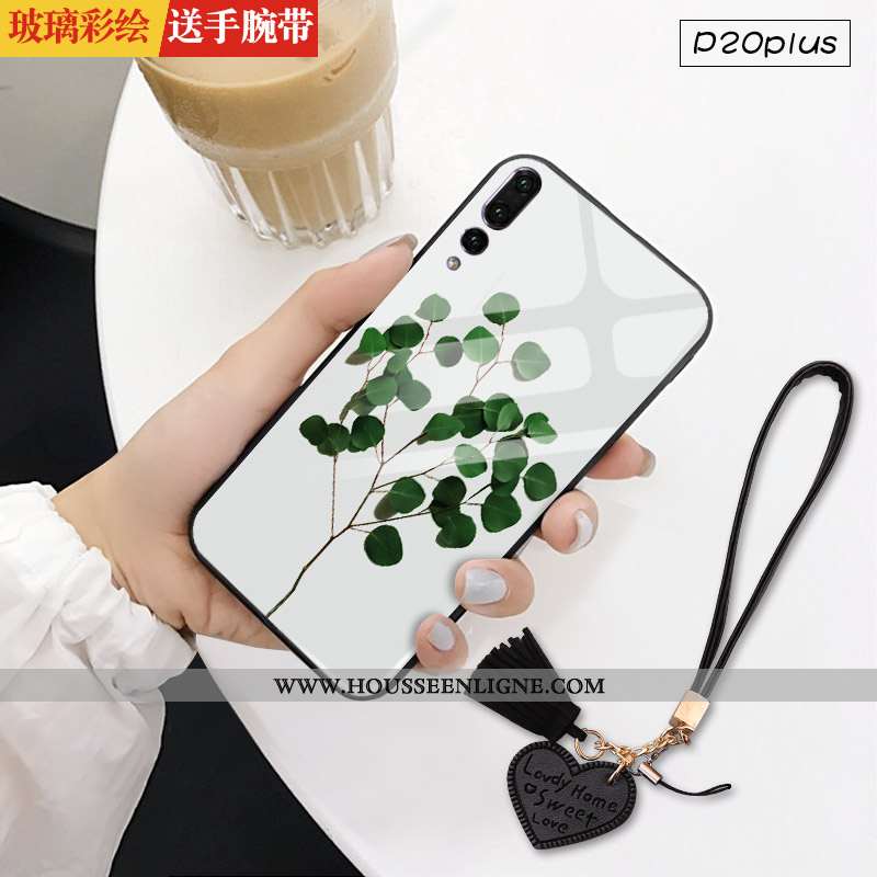 Coque Huawei P20 Pro Protection Verre Téléphone Portable Net Rouge Étui Miroir Verte