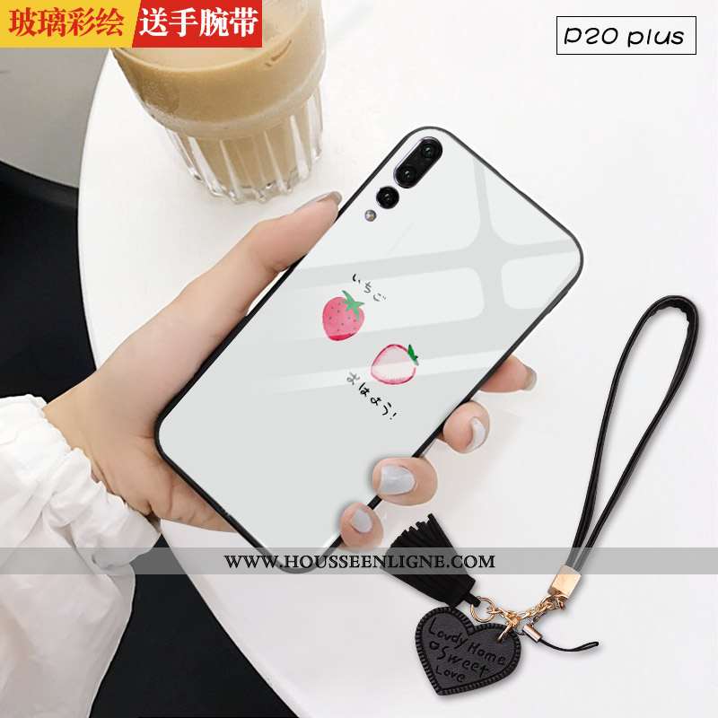 Coque Huawei P20 Pro Protection Verre Téléphone Portable Net Rouge Étui Miroir Verte