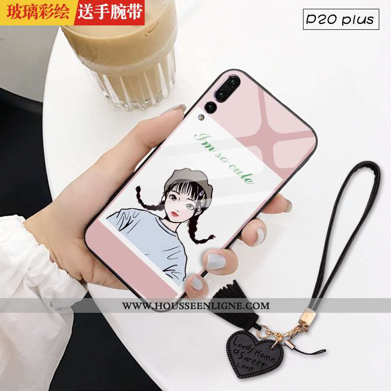 Coque Huawei P20 Pro Protection Verre Téléphone Portable Net Rouge Étui Miroir Verte