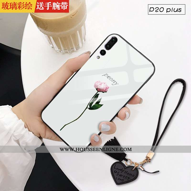 Coque Huawei P20 Pro Protection Verre Téléphone Portable Net Rouge Étui Miroir Verte
