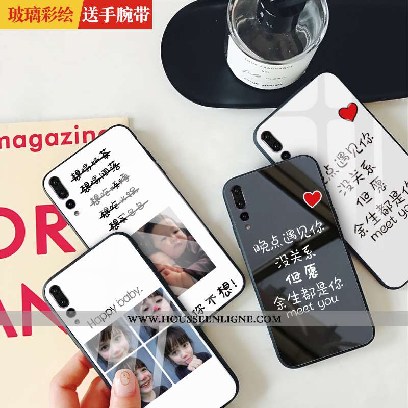 Coque Huawei P20 Pro Protection Verre Téléphone Portable Net Rouge Étui Miroir Verte