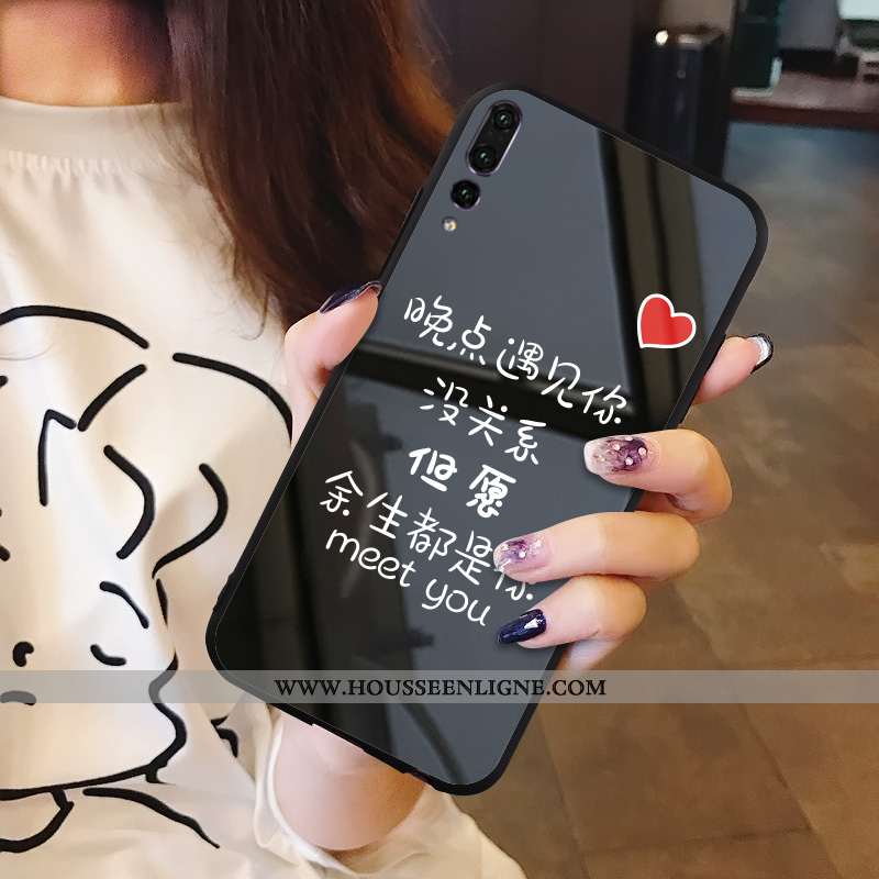 Coque Huawei P20 Pro Protection Verre Téléphone Portable Net Rouge Étui Miroir Verte