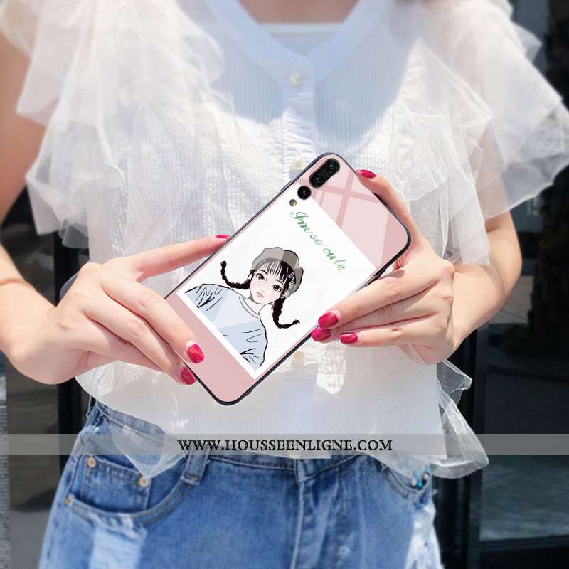 Coque Huawei P20 Pro Protection Verre Téléphone Portable Net Rouge Étui Miroir Verte