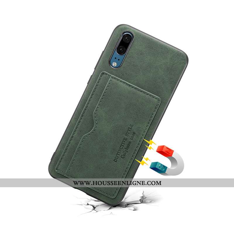 Coque Huawei P20 Protection Cuir Rouge Téléphone Portable Étui Carte
