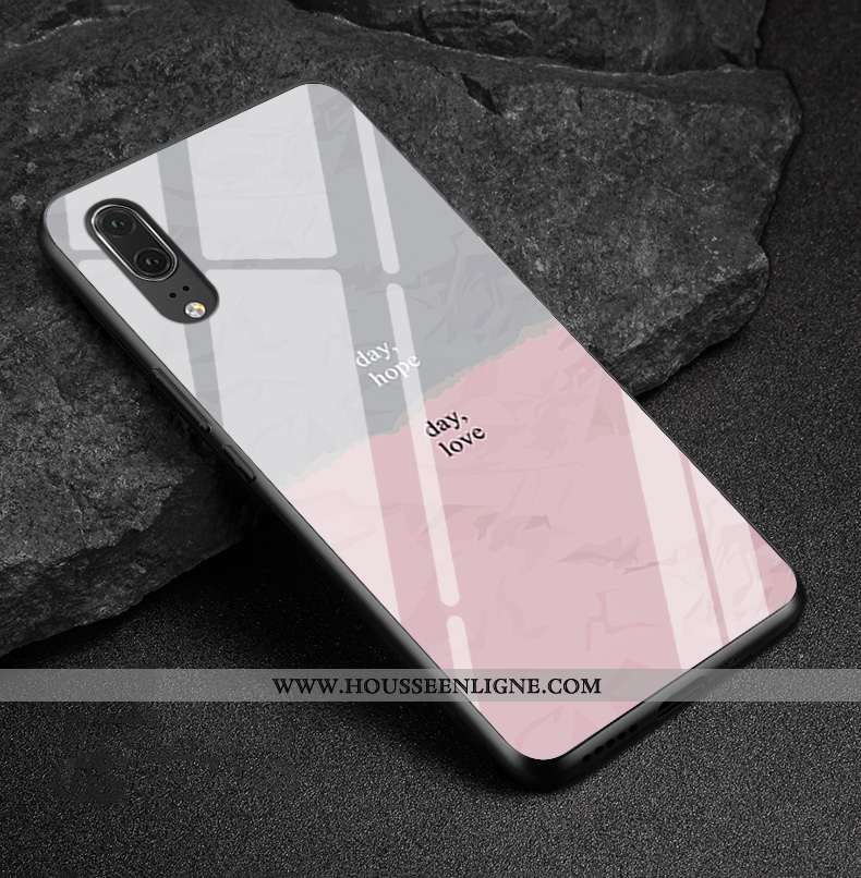 Coque Huawei P20 Protection Verre Losange Téléphone Portable Cuir Véritable Multicolore Coloré