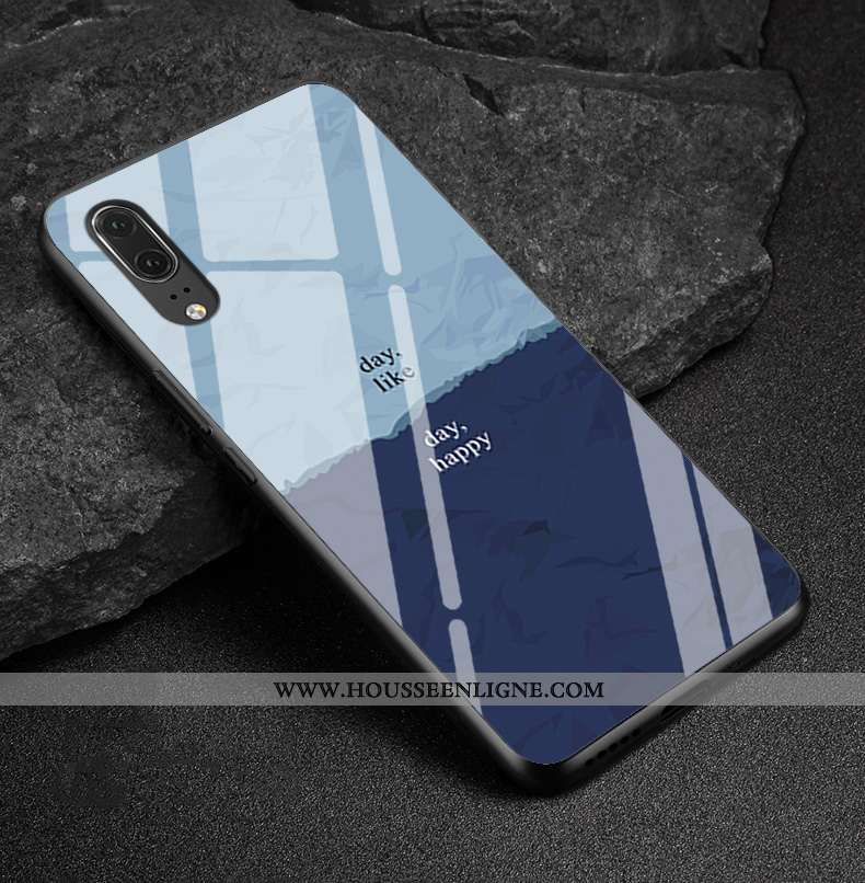 Coque Huawei P20 Protection Verre Losange Téléphone Portable Cuir Véritable Multicolore Coloré