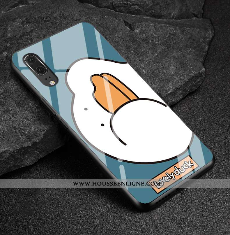 Coque Huawei P20 Protection Verre Losange Téléphone Portable Cuir Véritable Multicolore Coloré