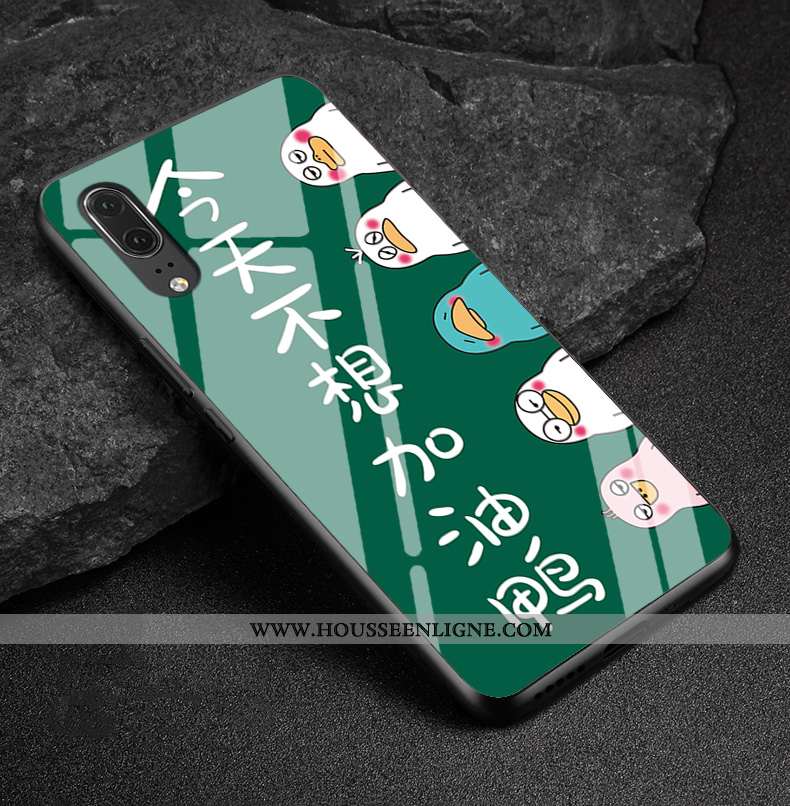 Coque Huawei P20 Protection Verre Losange Téléphone Portable Cuir Véritable Multicolore Coloré