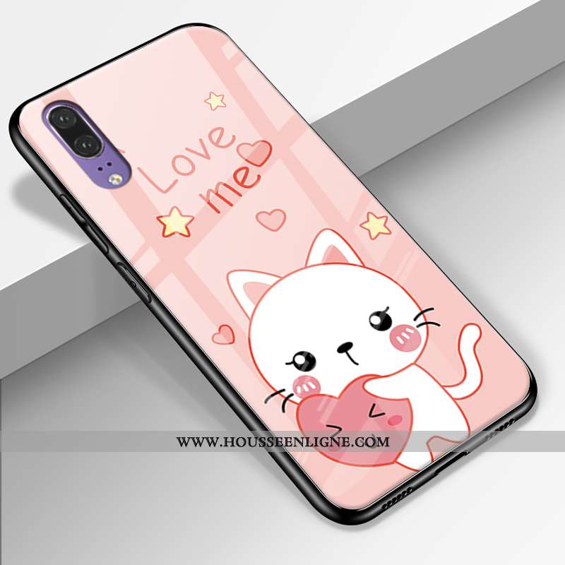 Coque Huawei P20 Protection Verre Simple Cuir Véritable Étui Charmant Europe Verte