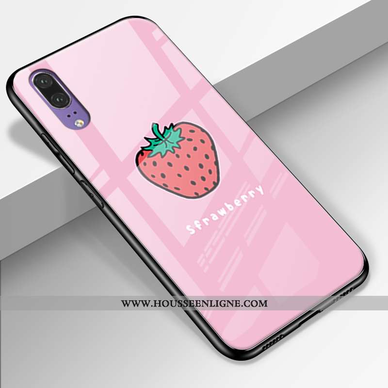 Coque Huawei P20 Protection Verre Simple Cuir Véritable Étui Charmant Europe Verte
