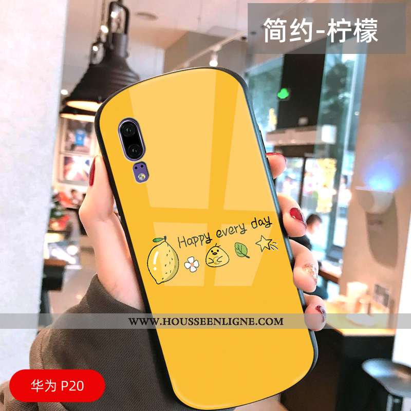 Coque Huawei P20 Tendance Protection Vent Personnalité Téléphone Portable Amoureux Petit Jaune