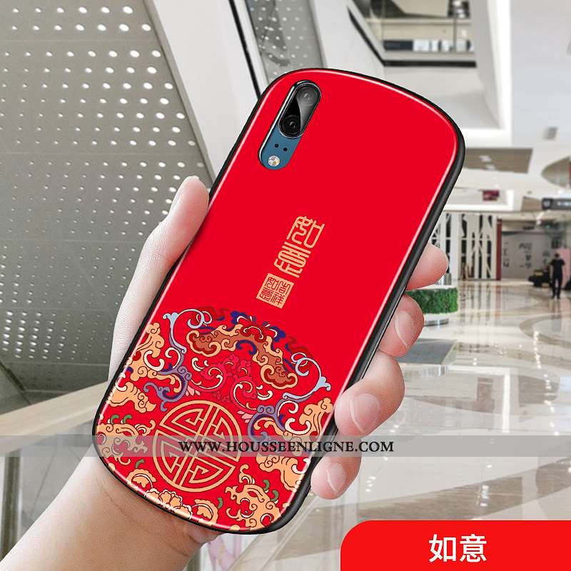 Coque Huawei P20 Vintage Tendance Téléphone Portable Amoureux Bleu Marin Palais Bleu Foncé
