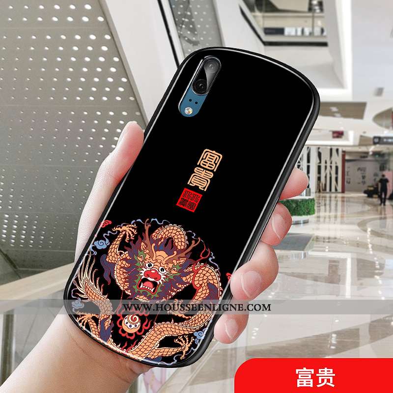 Coque Huawei P20 Vintage Tendance Téléphone Portable Amoureux Bleu Marin Palais Bleu Foncé