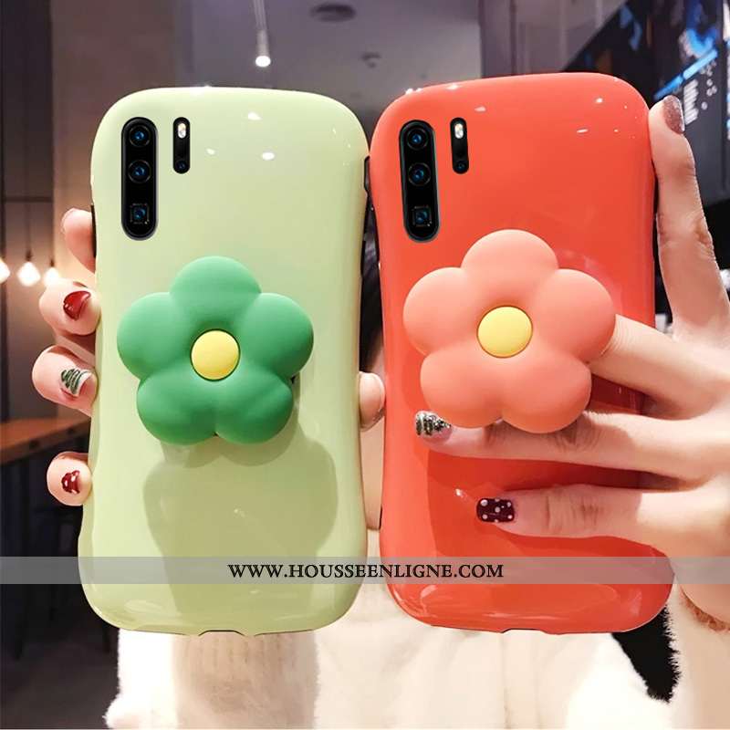 Coque Huawei P30 Créatif Tendance Téléphone Portable Vent Fleurs Personnalité Petit Orange