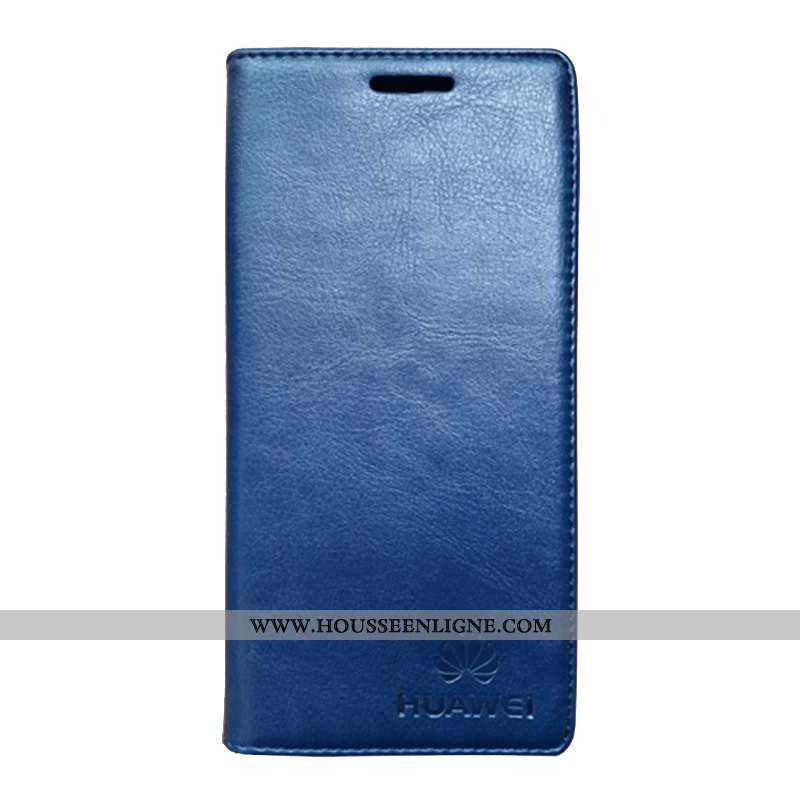 Coque Huawei P30 Cuir Protection Véritable Bleu Marin Rouge Étui Antidérapant Bleu Foncé
