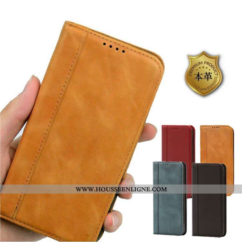 Coque Huawei P30 Cuir Véritable Protection Incassable Étui Téléphone Portable Housse Luxe Rouge