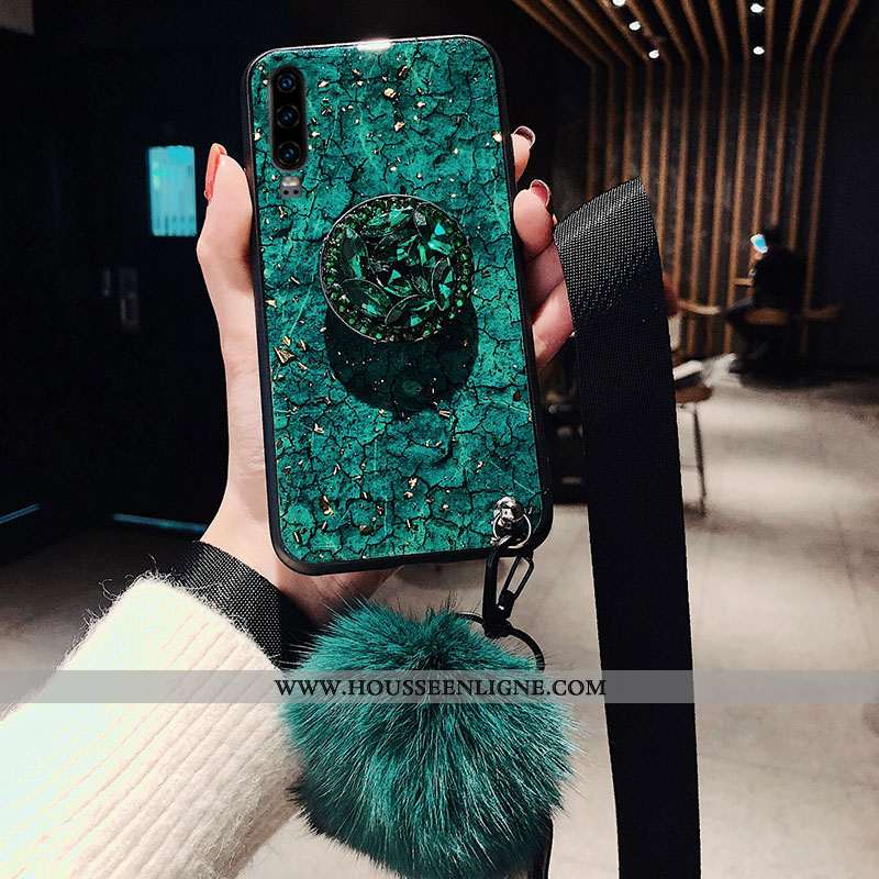 Coque Huawei P30 Fluide Doux Silicone Étui Rouge Incassable Tendance Ornements Suspendus