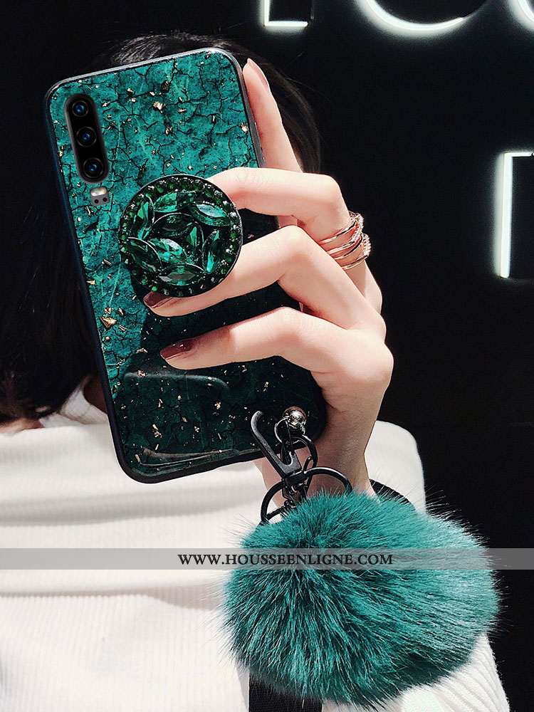 Coque Huawei P30 Fluide Doux Silicone Étui Rouge Incassable Tendance Ornements Suspendus