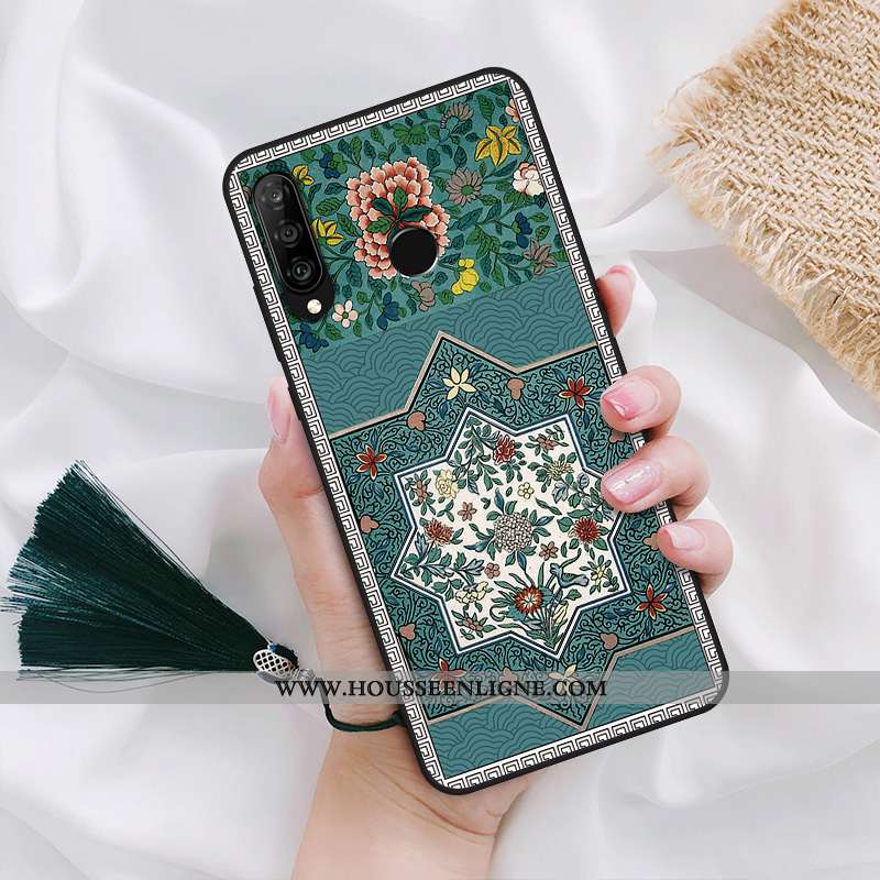 Coque Huawei P30 Lite Délavé En Daim Téléphone Portable Palais Vent Vert Verte