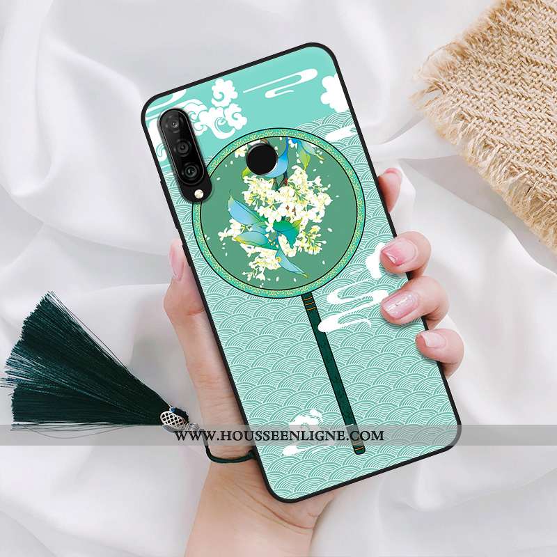 Coque Huawei P30 Lite Délavé En Daim Téléphone Portable Palais Vent Vert Verte