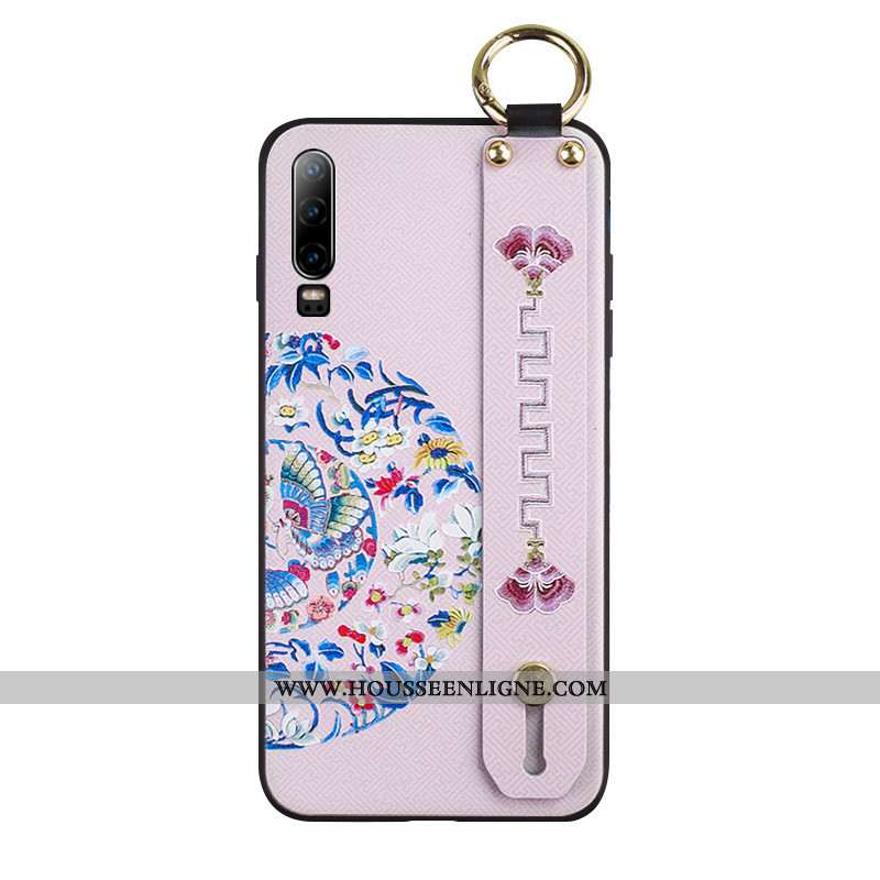 Coque Huawei P30 Lite Gaufrage Fluide Doux Protection Ornements Suspendus Rose Silicone