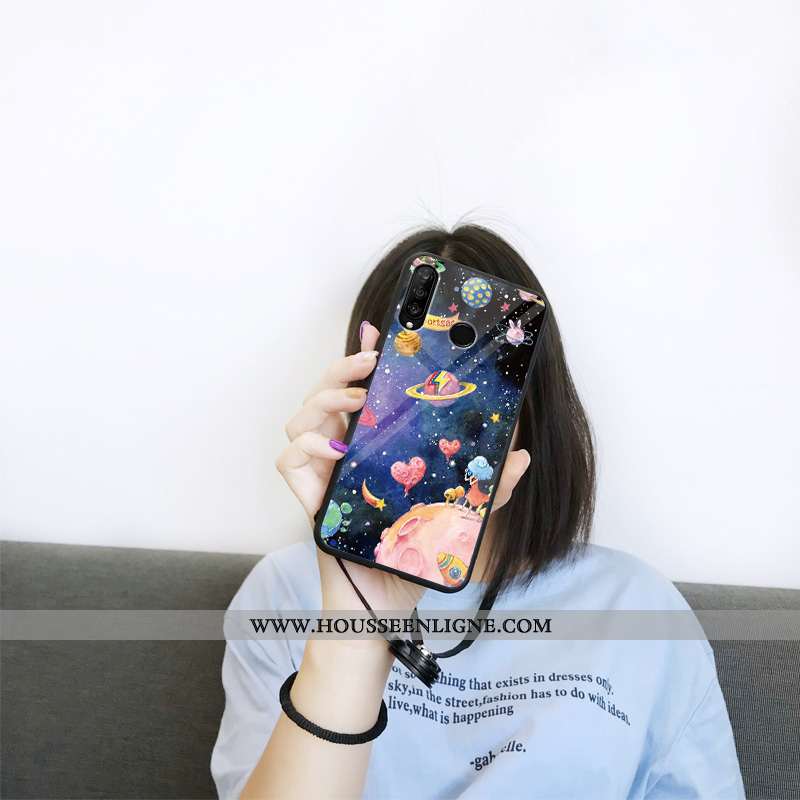 Coque Huawei P30 Lite Protection Verre Violet Ciel Étoilé Personnalité Dessin Animé Incassable