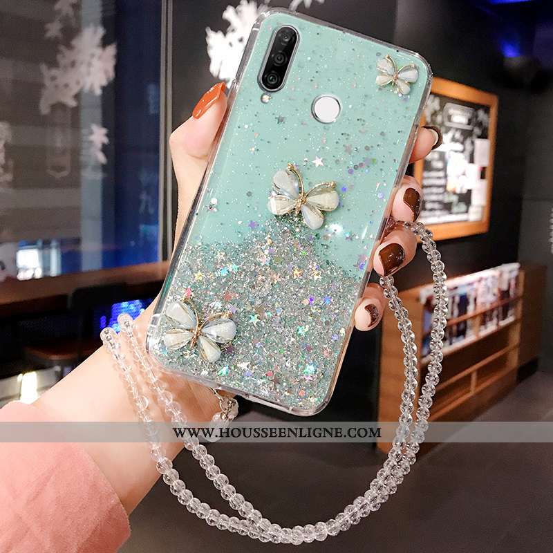 Coque Huawei P30 Lite Silicone Mode Tout Compris Nouveau Étui Personnalité Fluide Doux Bleu