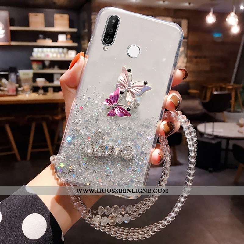 Coque Huawei P30 Lite Silicone Mode Tout Compris Nouveau Étui Personnalité Fluide Doux Bleu