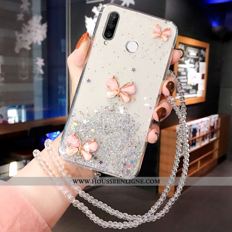 Coque Huawei P30 Lite Silicone Mode Tout Compris Nouveau Étui Personnalité Fluide Doux Bleu
