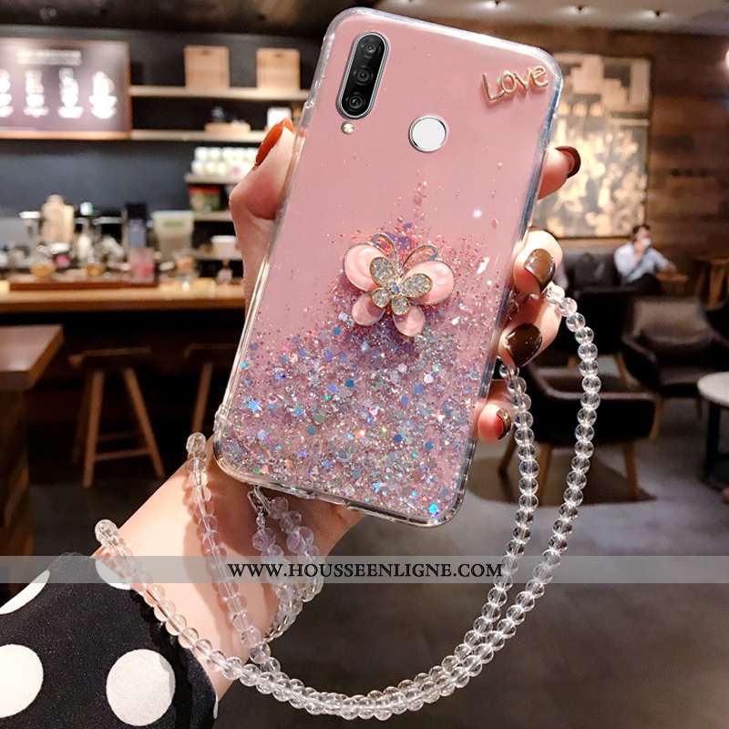 Coque Huawei P30 Lite Silicone Mode Tout Compris Nouveau Étui Personnalité Fluide Doux Bleu