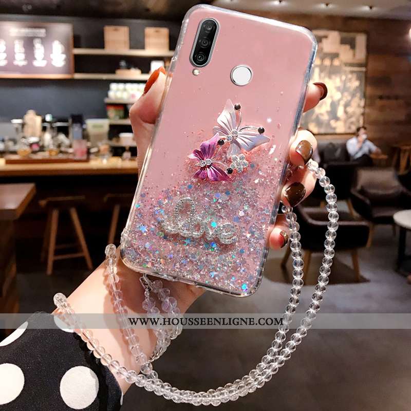 Coque Huawei P30 Lite Silicone Mode Tout Compris Nouveau Étui Personnalité Fluide Doux Bleu