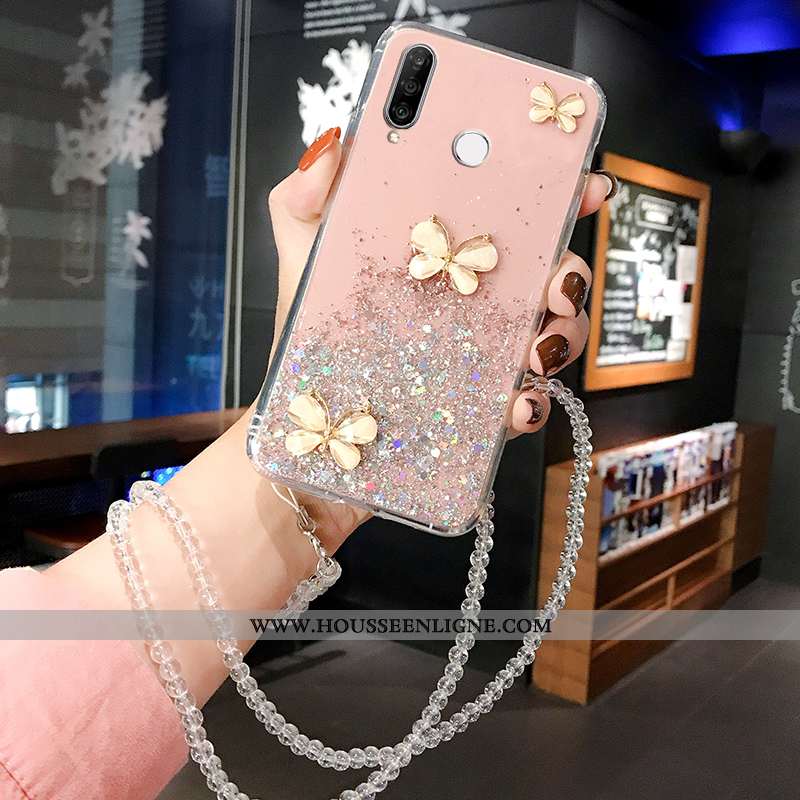 Coque Huawei P30 Lite Silicone Mode Tout Compris Nouveau Étui Personnalité Fluide Doux Bleu