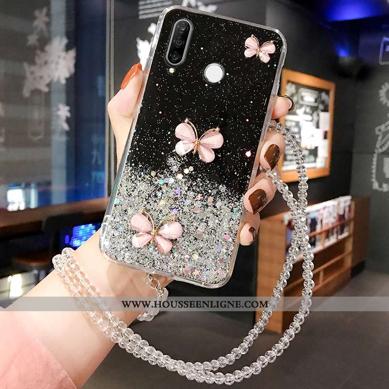 Coque Huawei P30 Lite Silicone Mode Tout Compris Nouveau Étui Personnalité Fluide Doux Bleu