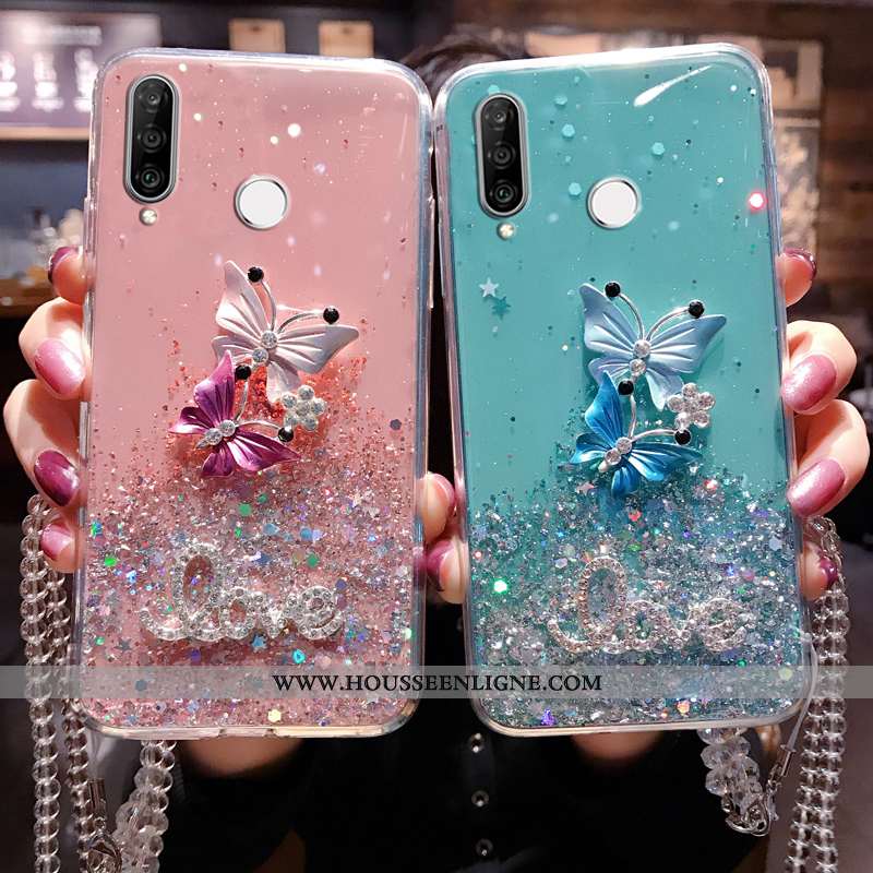 Coque Huawei P30 Lite Silicone Mode Tout Compris Nouveau Étui Personnalité Fluide Doux Bleu