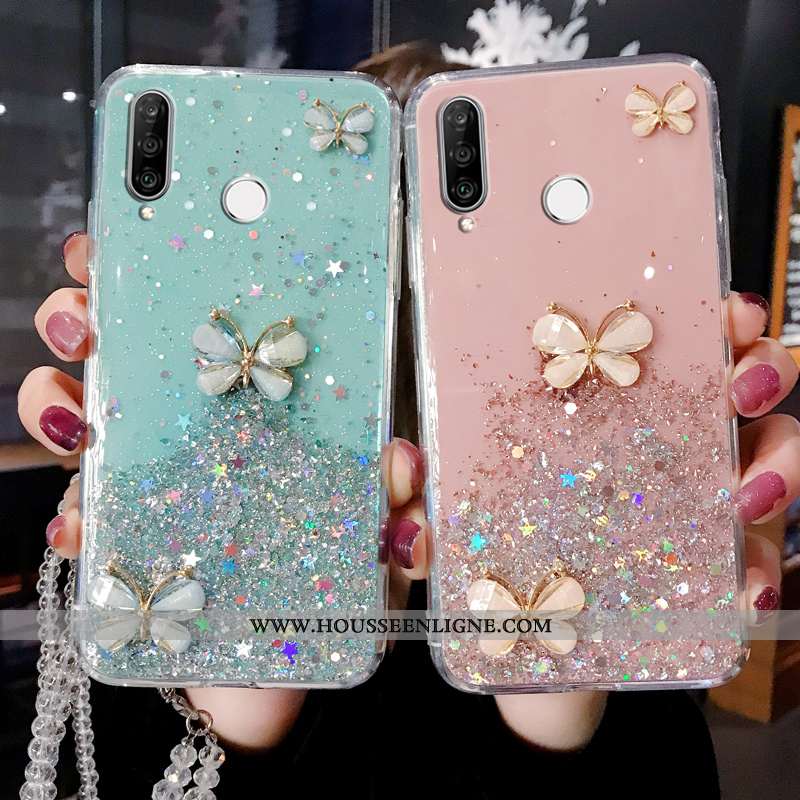 Coque Huawei P30 Lite Silicone Mode Tout Compris Nouveau Étui Personnalité Fluide Doux Bleu