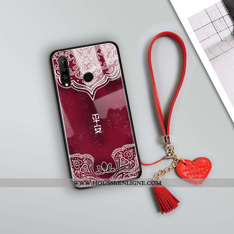 Coque Huawei P30 Lite Tendance Fluide Doux Téléphone Portable Totem Amoureux Vent Protection Bordeau