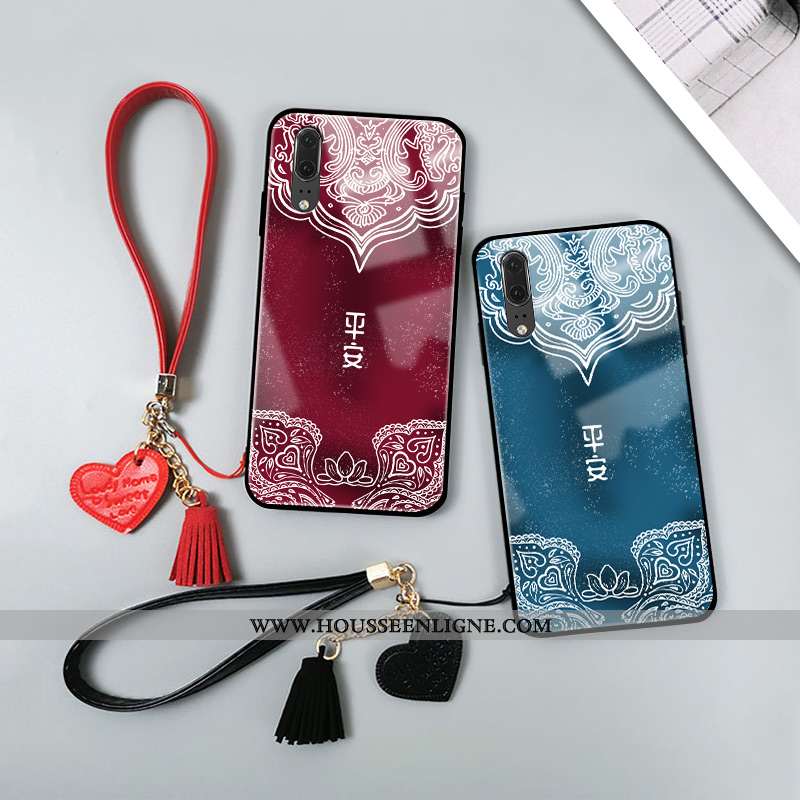 Coque Huawei P30 Lite Tendance Fluide Doux Téléphone Portable Totem Amoureux Vent Protection Bordeau