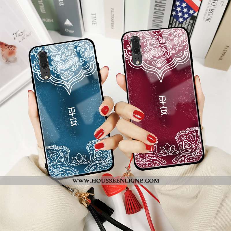 Coque Huawei P30 Lite Tendance Fluide Doux Téléphone Portable Totem Amoureux Vent Protection Bordeau