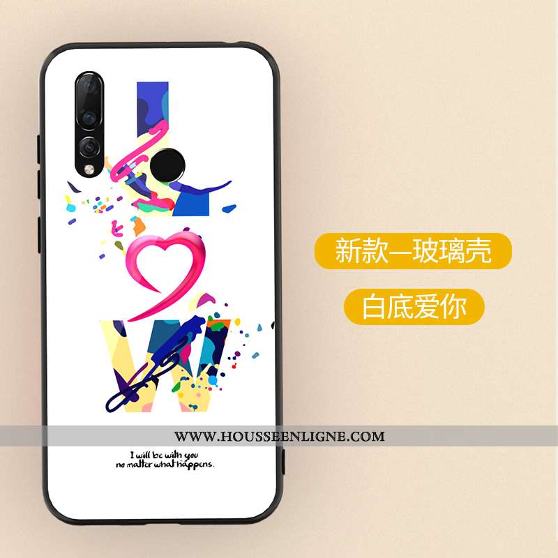 Coque Huawei P30 Lite Xl Dessin Animé Tendance Verre Peinture Délavé En Daim Incassable Violet