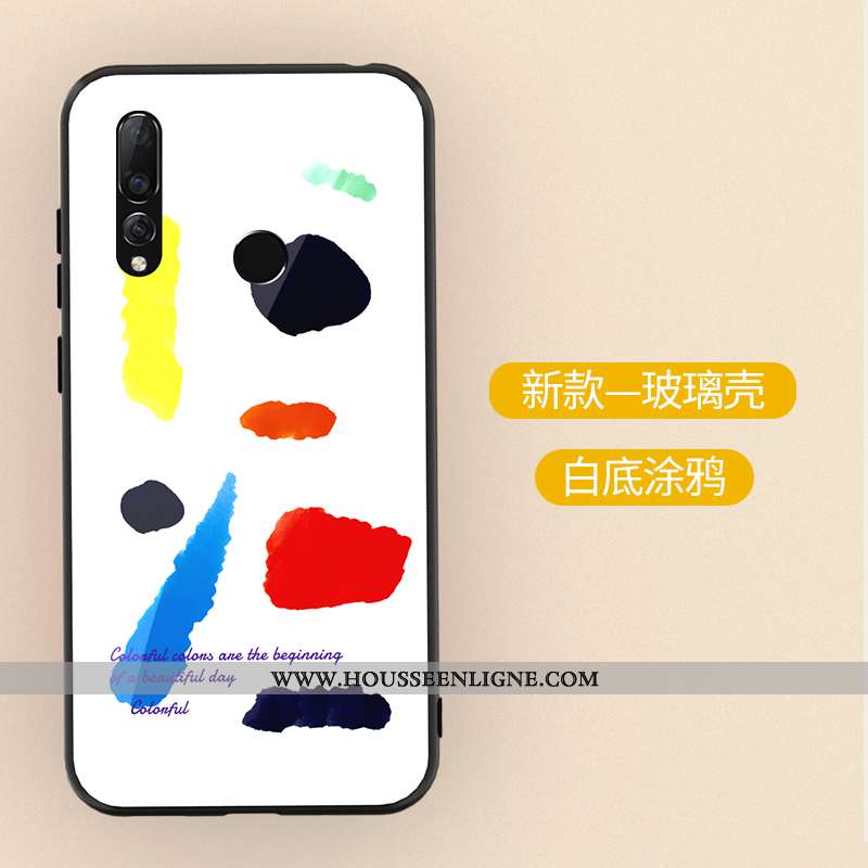 Coque Huawei P30 Lite Xl Dessin Animé Tendance Verre Peinture Délavé En Daim Incassable Violet