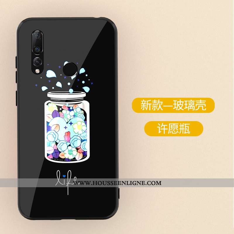 Coque Huawei P30 Lite Xl Dessin Animé Tendance Verre Peinture Délavé En Daim Incassable Violet