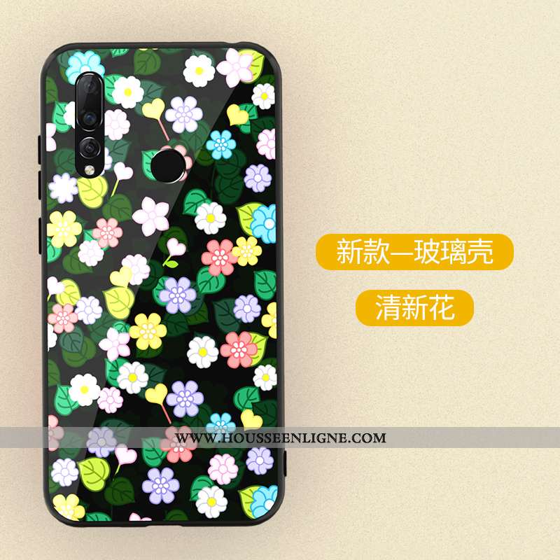 Coque Huawei P30 Lite Xl Dessin Animé Tendance Verre Peinture Délavé En Daim Incassable Violet