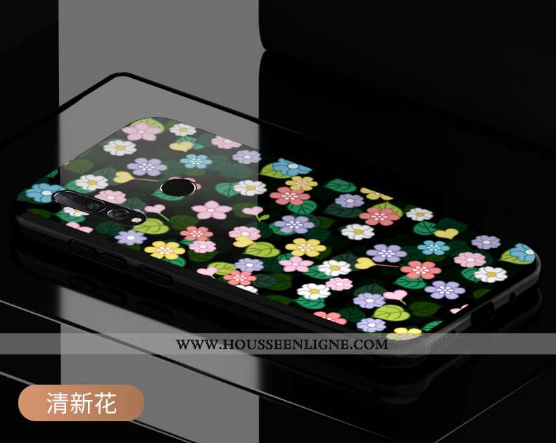 Coque Huawei P30 Lite Xl Dessin Animé Tendance Verre Peinture Délavé En Daim Incassable Violet