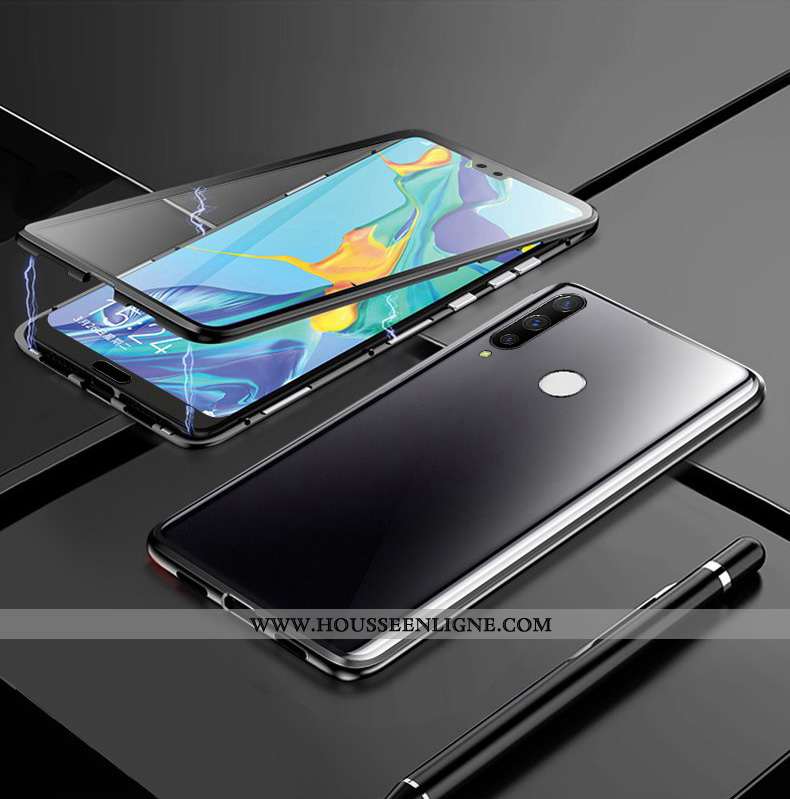 Coque Huawei P30 Lite Xl Métal Verre Reversible Étui Tout Compris Ultra Noir
