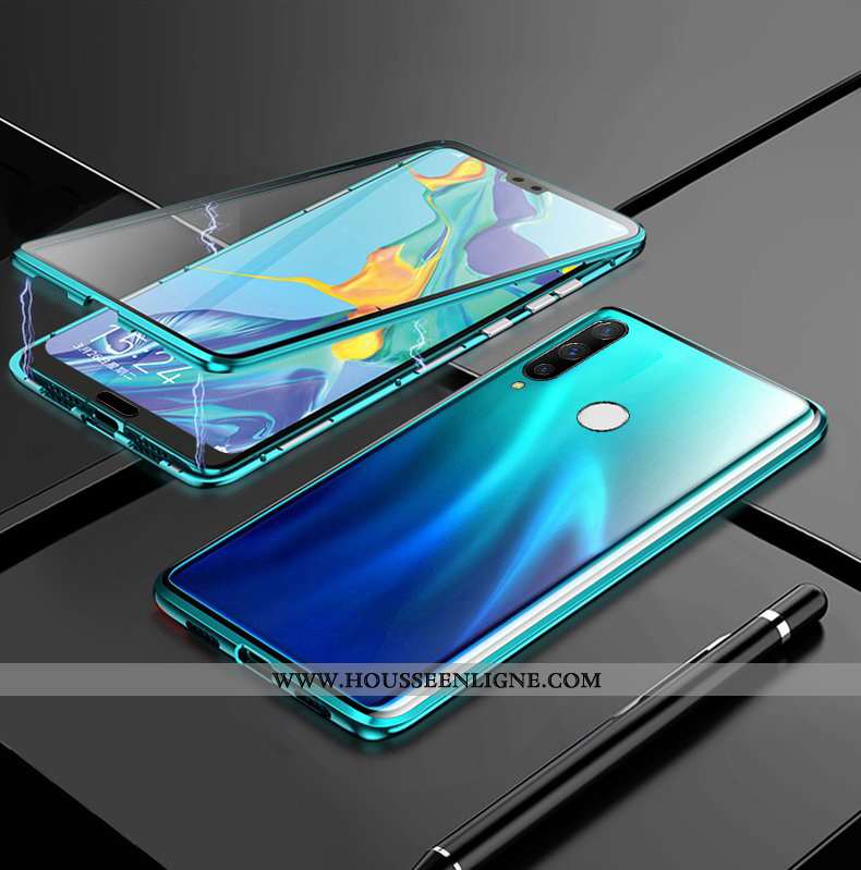 Coque Huawei P30 Lite Xl Métal Verre Reversible Étui Tout Compris Ultra Noir