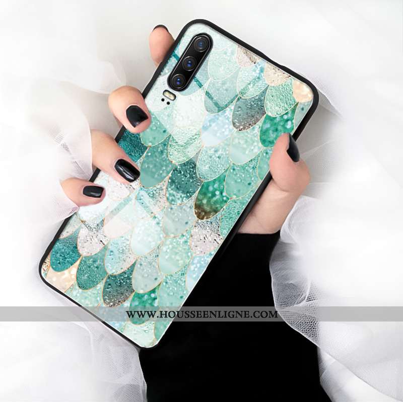 Coque Huawei P30 Luxe Verre Incassable Mode Sirène Vert Tout Compris Verte