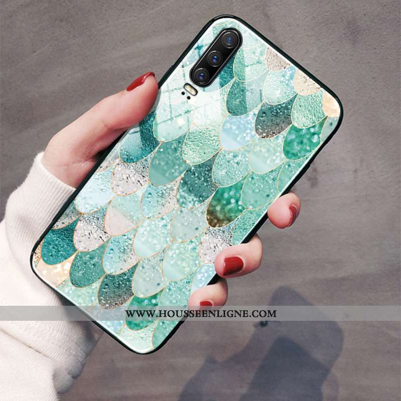 Coque Huawei P30 Luxe Verre Incassable Mode Sirène Vert Tout Compris Verte