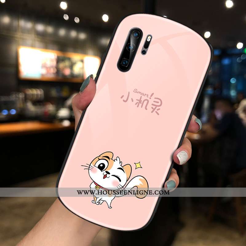 Coque Huawei P30 Pro Charmant Verre Téléphone Portable Rond Bleu Amoureux