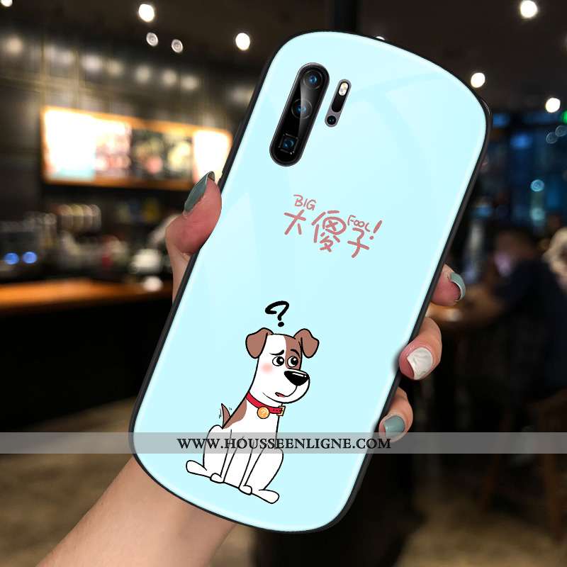 Coque Huawei P30 Pro Charmant Verre Téléphone Portable Rond Bleu Amoureux