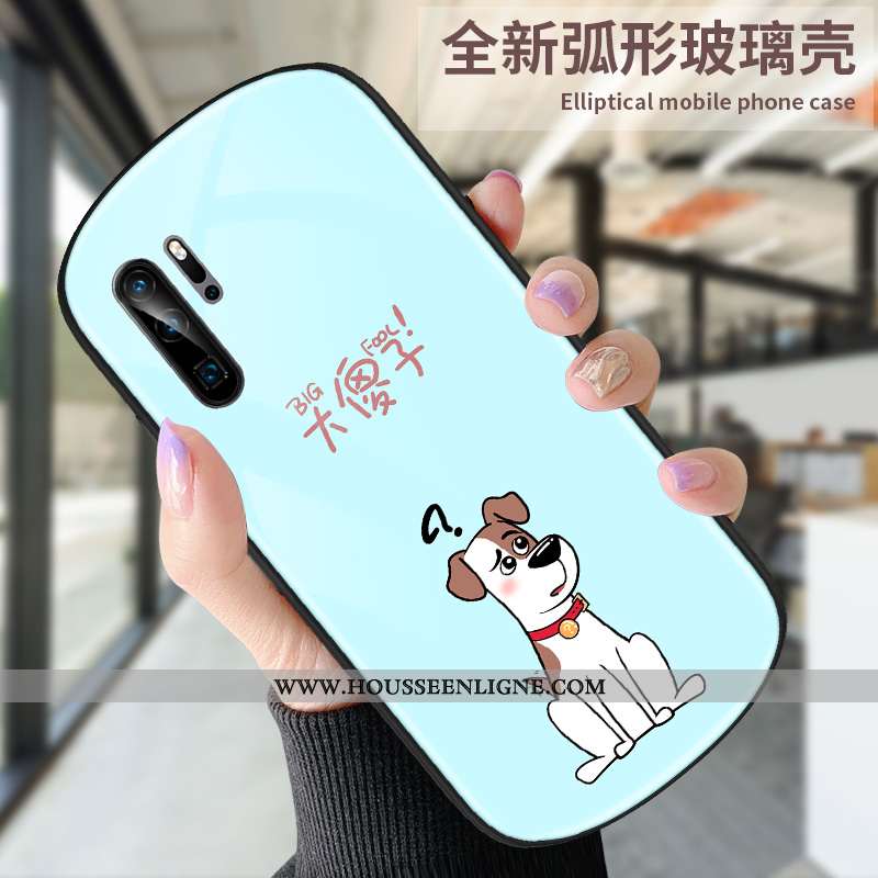 Coque Huawei P30 Pro Charmant Verre Téléphone Portable Rond Bleu Amoureux